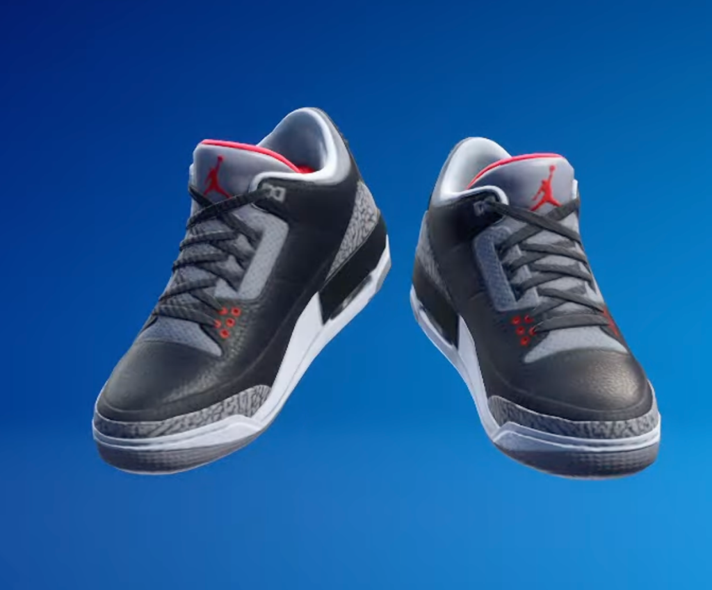 Air Jordan 3 Retro ‘Black Cement’ in ‘Fortnite Kicks.’ Credit @HYPEX